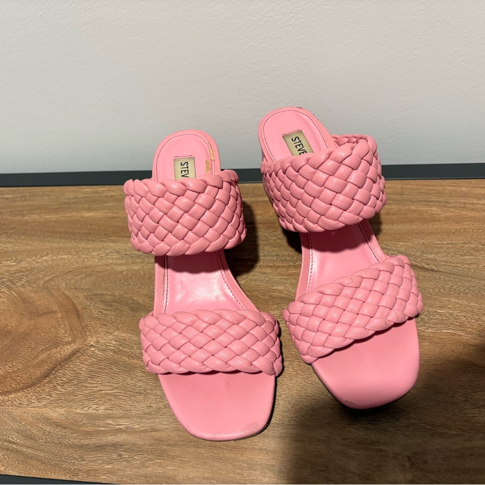 Steve Madden Pink Woven Thick Heel